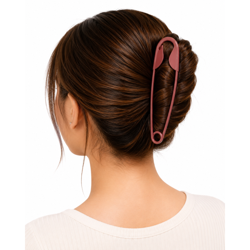 Large Safety Pin Hair Clip for Women | Bun Hair Pin with Strong Hold | Stylish French Hair Pin for Long & Thick Hair | Elegant Hair Bun Clip for Daily Wear, Office & Party | Hair Styling Accessory