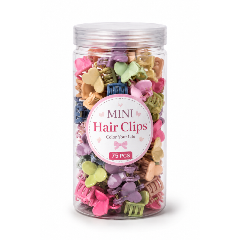 Colorful Mini Hair Claw Clips for Girls & Women (Pack of 75) | Cute Heart & Square Mini Hair Clips | Strong Grip Hair Accessories for Kids, Daily Wear & Styling