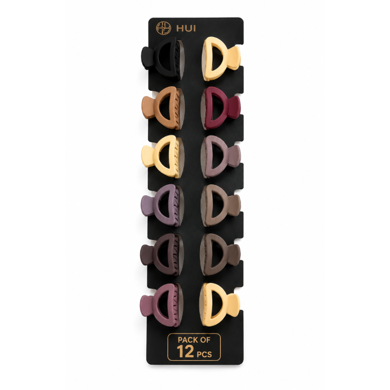 HUI Hair Claw Clips for Women (Pack of 12) | Mini Matte Hair Clutch Clips | Strong Hold Non-Slip Jaw Clips | Cute Korean Style Hair Accessories for Girls | Daily Wear Hair Styling Clips | Multicolor