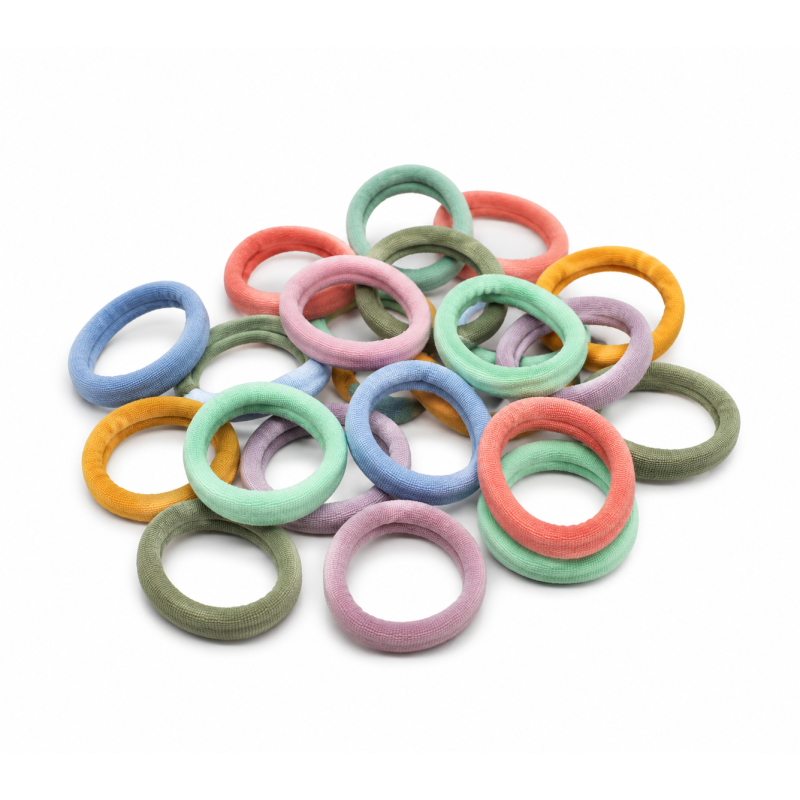 Colourful Fabric-Covered Hair Ties for Girls & Women | Soft Stretch Ponytail Holders | No Damage Elastic Hair Bands | Multicolor | Pack of 20