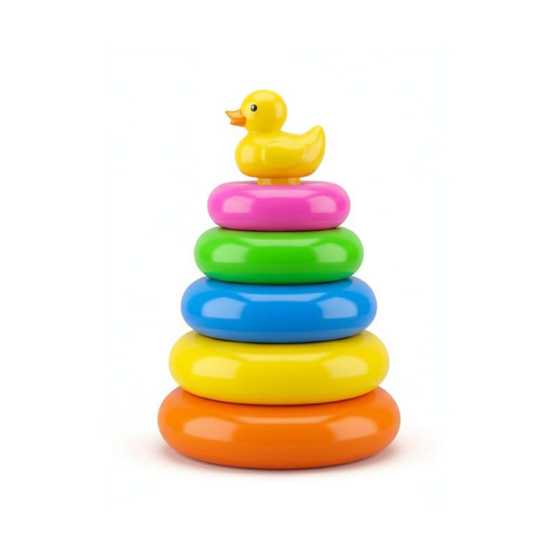 Baby Stacking Rings Toy with Duck Top | Colorful Rainbow Stacker for Toddlers | Educational & Motor Skill Development Toy for Kids (0&ndash;3 Years)
