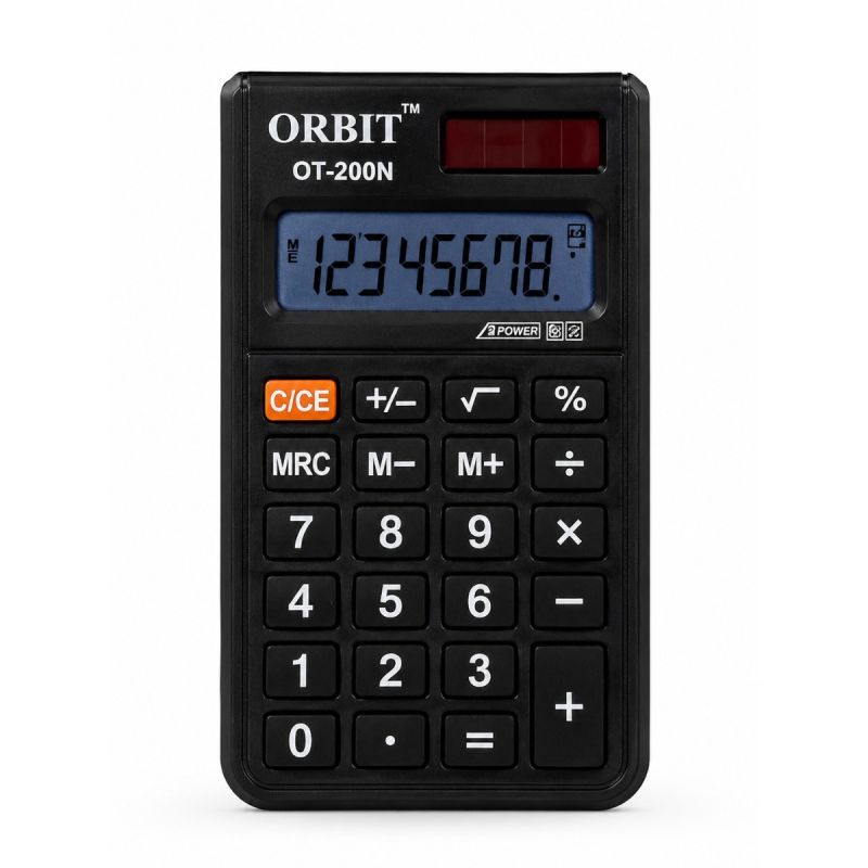 Orbit OT-200N Check & Correct Calculator | 8 Digit Desktop Calculator with Solar & Battery Power | Portable Office Calculator for School, Home & Business
