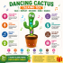 Dancing Cactus Talking Toy with Repeat Voice Recording, Singing, Dancing, LED Lights & Mimic Function | Interactive Musical Plush Cactus Toy for Kids Boys & Girls (3+ Years)