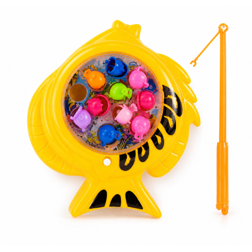 Fishing Game Toy for Kids – Rotating Fish Catching Game with Fishing Rod, Manual Fish Catching Toy for Boys & Girls (3+ Years)
