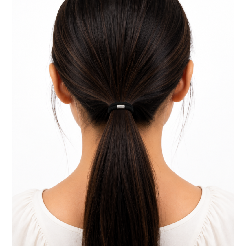 Black Hair Ties Band for Women & Girls | Soft Stretch Elastic Ponytail Holders | No Damage Hair Bands | Daily Use Hair Accessories | Pack of 20