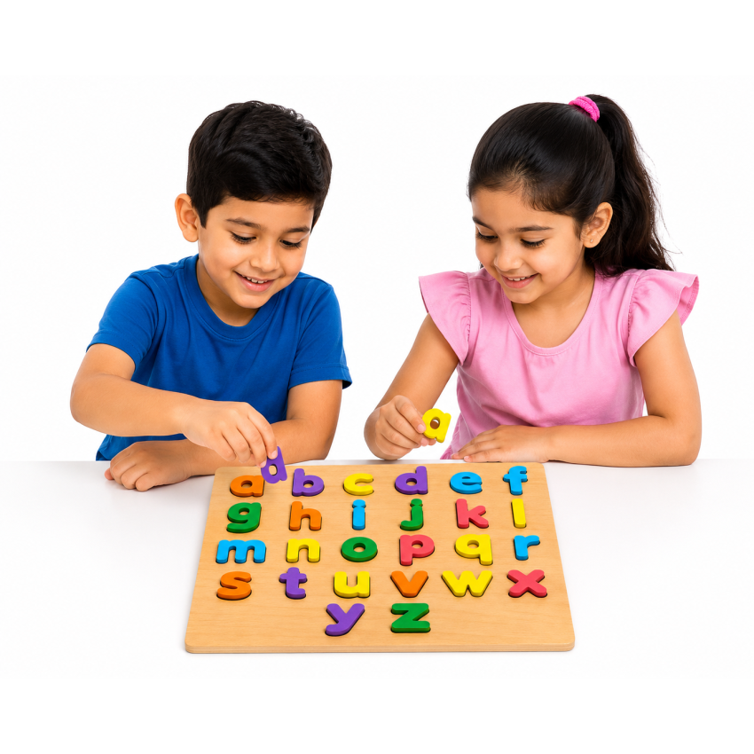 Small Wooden Small ABCD Puzzle Board for Kids – Colorful Alphabet Learning Educational Toy for Boys & Girls (3+ Years)