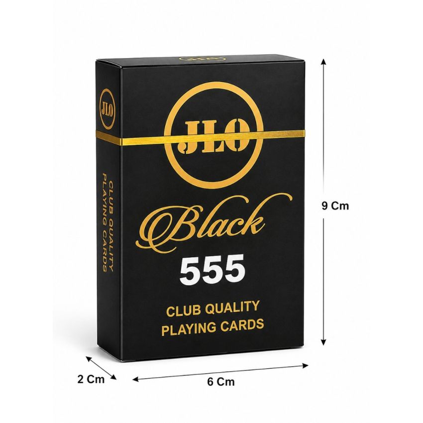 JLO Black 555 Premium Playing Cards | Club Quality Waterproof Card Deck | Smooth Finish | Family, Party & Casino Style Card Game pack of 2
