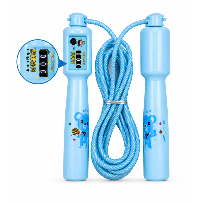 Blissful Blue Jump Rope with Counter for Kids | Adjustable Skipping Rope with Built-in Jump Counter | Fitness Exercise Rope for Boys & Girls