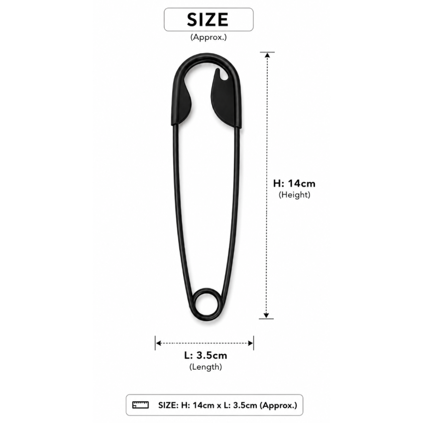 Premium Black Safety Pin Hair Clip for Women & Girls | Large Bun Holder Hair Pin | Strong Grip Hair Styling Clip | 14 cm Matte Finish Hair Accessory