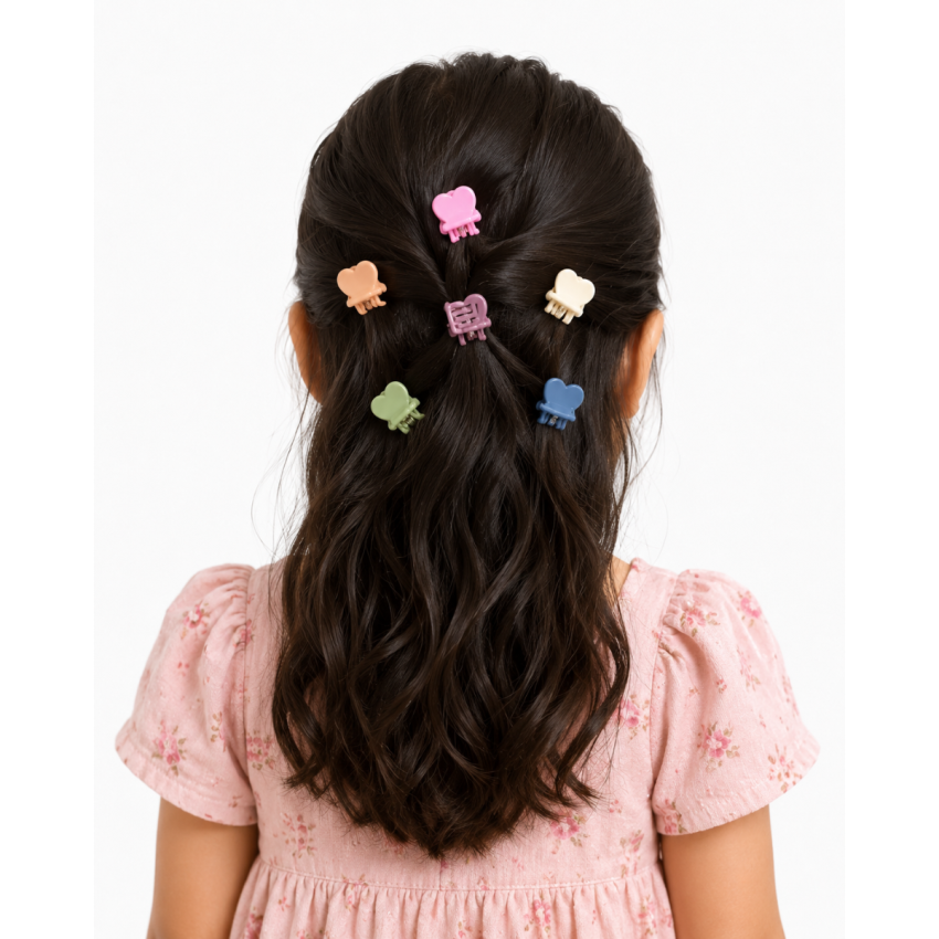 Colorful Mini Hair Claw Clips for Girls & Women (Pack of 75) | Cute Heart & Square Mini Hair Clips | Strong Grip Hair Accessories for Kids, Daily Wear & Styling