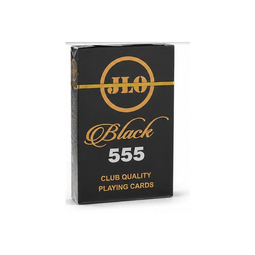 JLO Black 555 Premium Playing Cards | Club Quality Waterproof Card Deck | Smooth Finish | Family, Party & Casino Style Card Game pack of 2