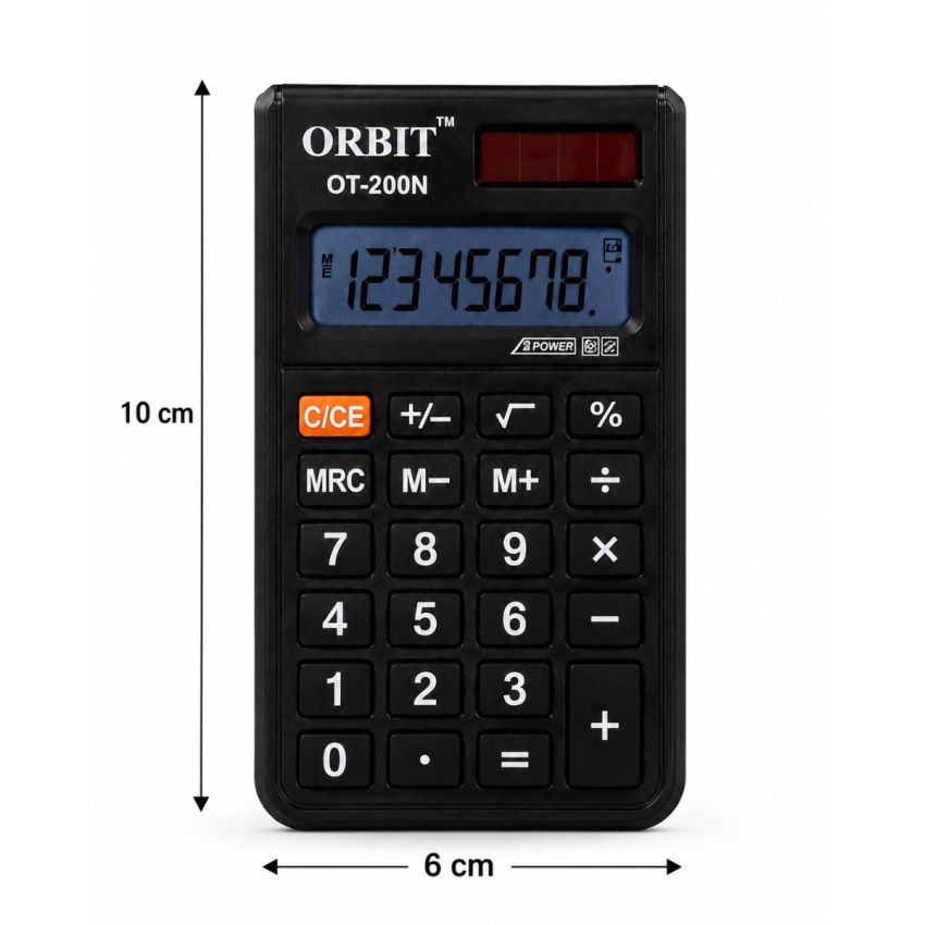 Orbit OT-200N Check & Correct Calculator | 8 Digit Desktop Calculator with Solar & Battery Power | Portable Office Calculator for School, Home & Business