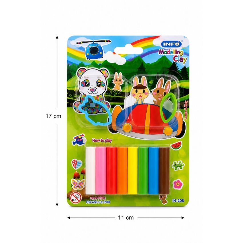 Pack of 3 Colorful Modelling Clay Set for Kids with Shape Cutters | 8 Assorted Non-Toxic Clay Sticks | DIY Art & Craft Learning Toy | Ages 3+