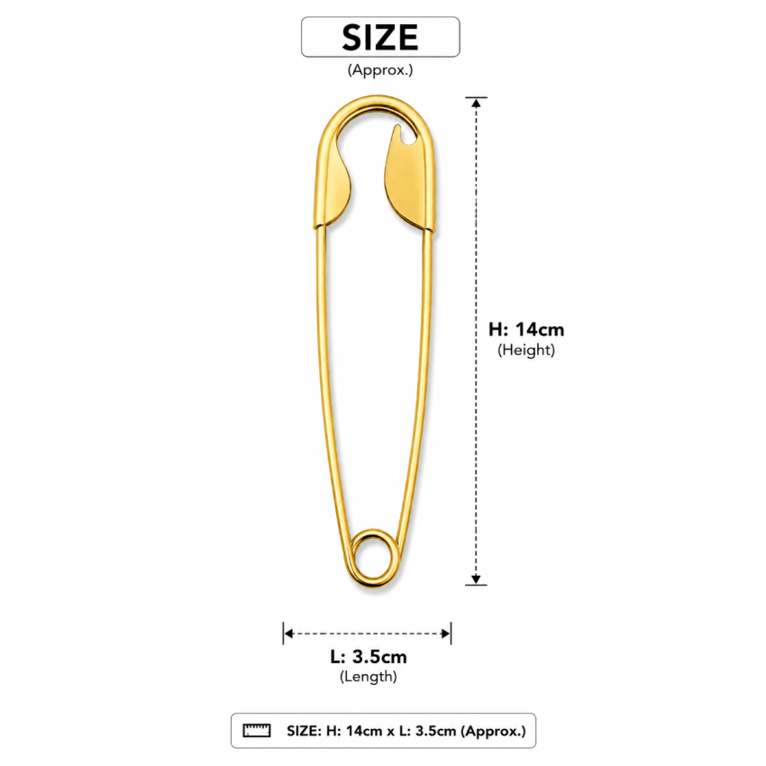 Gold Safety Pin Hair Clip for Women | Large Metal Hair Pin | Elegant Bun Holder Hair Accessory | Fashion Hair Clip for Daily Wear, Party & Wedding | 14 cm