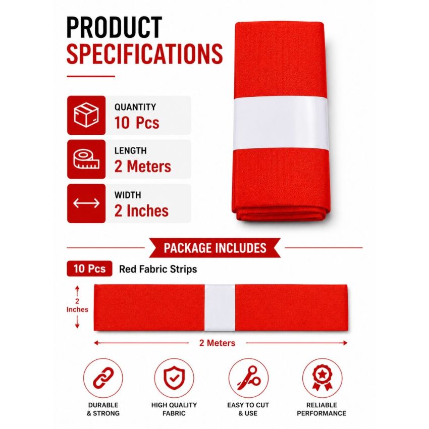 Super Star Hair Ribbon Red for Girls & Women | Premium Satin Fabric Ribbon for Hair Braiding, Ponytail, School Uniform, Dance & Festival Hairstyles