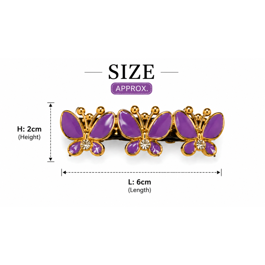 Gold Butterfly Hair Clips for Women & Girls | Gold-Framed Colorful Butterfly Hair Barrettes | Elegant Metal Hair Clip | Pack of 6 PCS