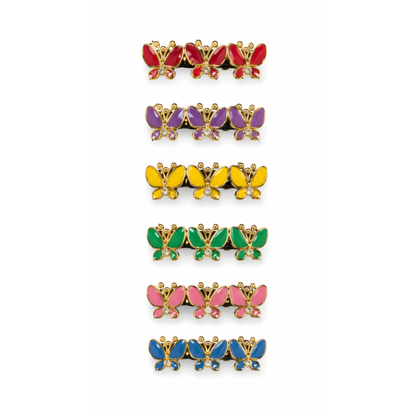 Gold Butterfly Hair Clips for Women & Girls | Gold-Framed Colorful Butterfly Hair Barrettes | Elegant Metal Hair Clip | Pack of 6 PCS