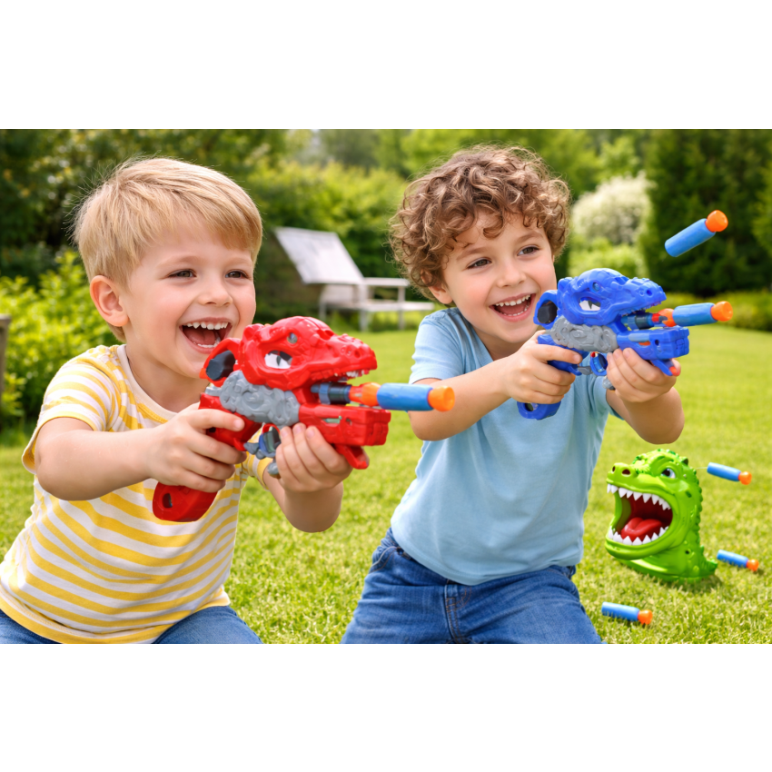 Dinosaur Soft Bullet Gun Toy for Kids | Foam Dart Blaster Set with Refill Bullets | Safe Soft Shooting Toy Gun for Boys & Girls | Dino Shooter Toy Gift Set