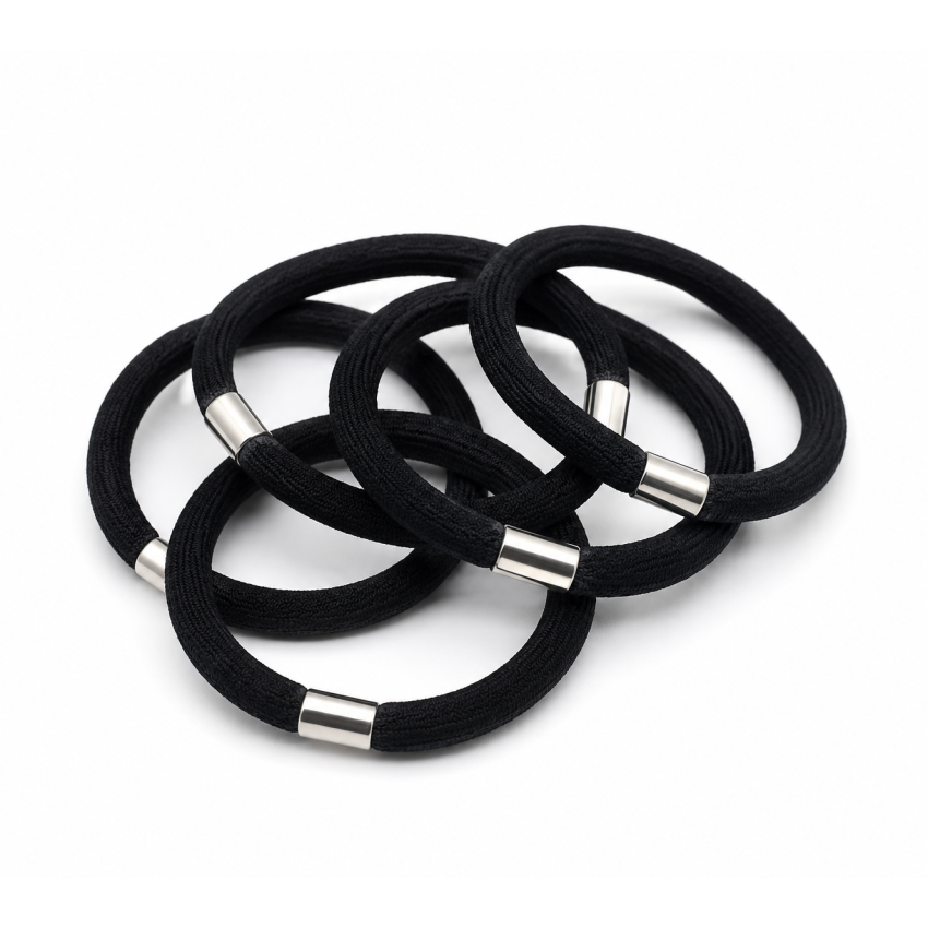 Black Hair Ties Band for Women & Girls | Soft Stretch Elastic Ponytail Holders | No Damage Hair Bands | Daily Use Hair Accessories | Pack of 20