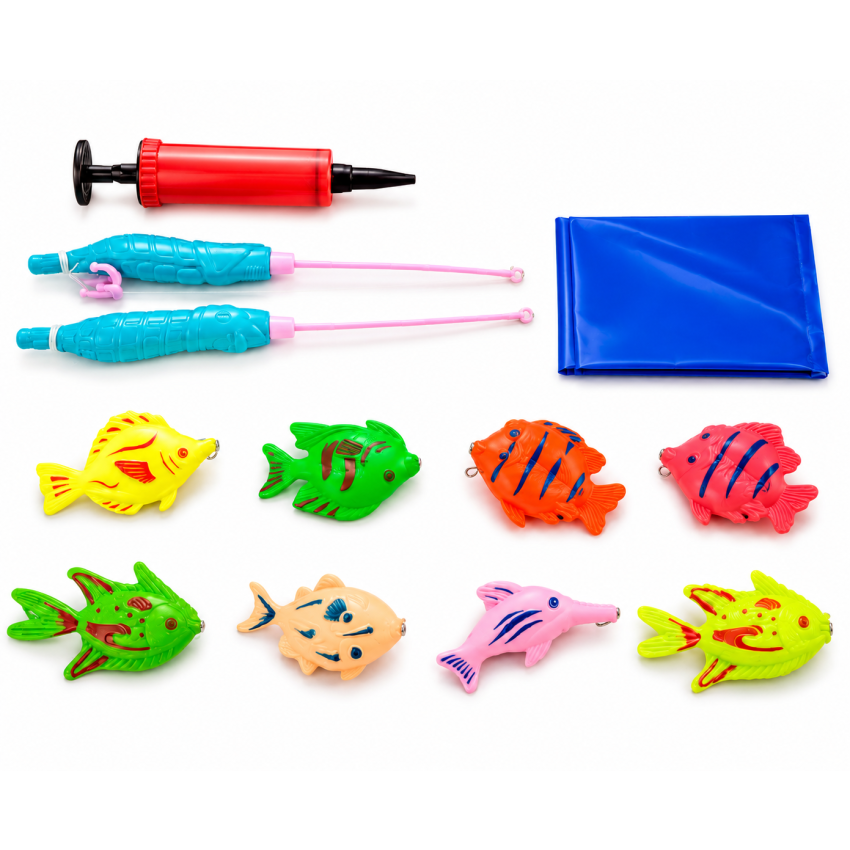 Let's Go Fishing Magnetic Fishing Game Set for Kids | Water Play Fishing Toy with 2 Fishing Rods, Floating Fish & Inflatable Pond | Educational Indoor Outdoor Toy for Boys & Girls 3+ Years