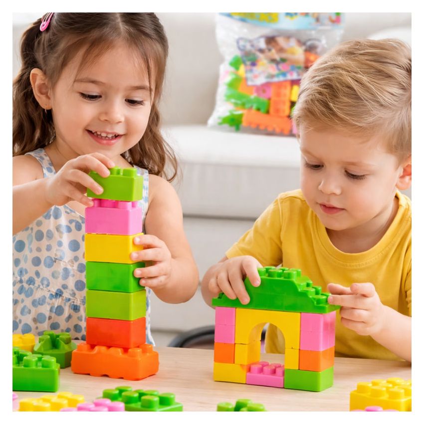 Big Building Blocks Toy Set for Kids | Colorful Jumbo Plastic Blocks | Educational Learning & Stacking Toy | Creative Play Set for Boys & Girls (3+ Years)