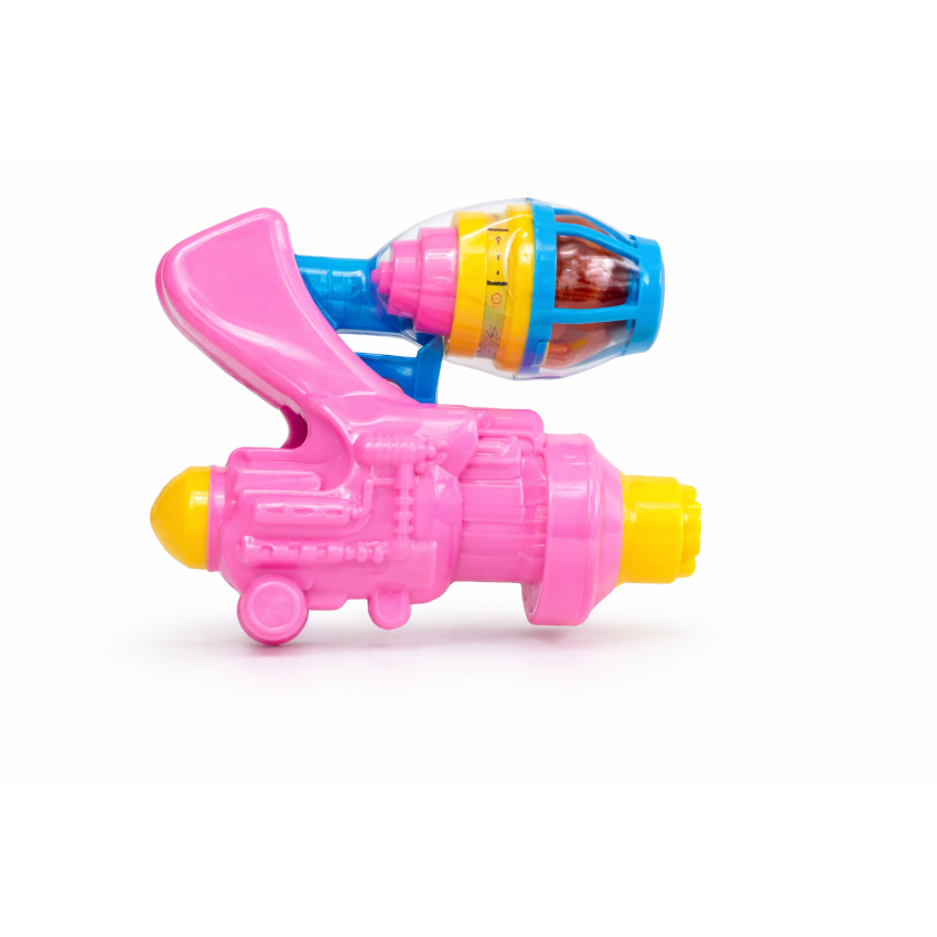 Kids Flashing Light Ray Gun Toy with Spinning Top | Pink & Yellow Plastic Toy Gun for Boys & Girls | Battery Operated Light Toy | Fun Outdoor & Indoor Play Toy for Kids