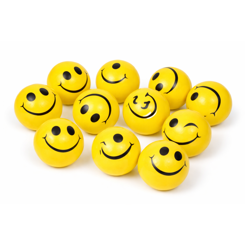 Smiley Face Stress Balls for Kids (12 Pcs) | Soft Squeeze Emoji Balls for Fun & Stress Relief | Bouncy Toy Balls for Kids | Return Gift Party Toys for Boys & Girls