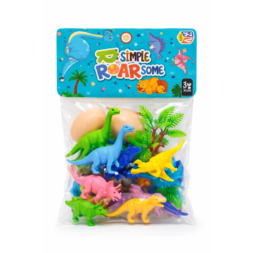 Dinosaur Toy Set for Kids (12+ Pieces) | Colourful Roarsome Dino Figures with Eggs & Trees | Educational Learning Toys for Toddlers | Jurassic Animal Play Set for Boys & Girls (3+ Years)