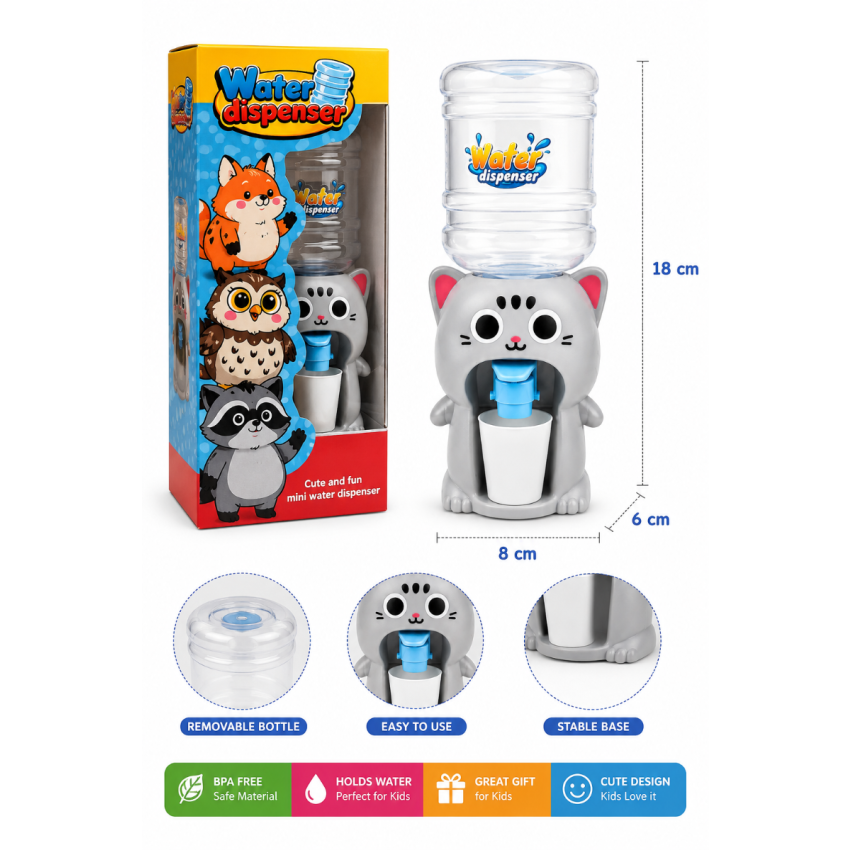 Cute Mini Toy Water Dispenser for Kids with Cup | Colourful Pretend Play Water Cooler | BPA-Free Plastic Educational Toy | Mini Water Dispenser Gift for Boys & Girls