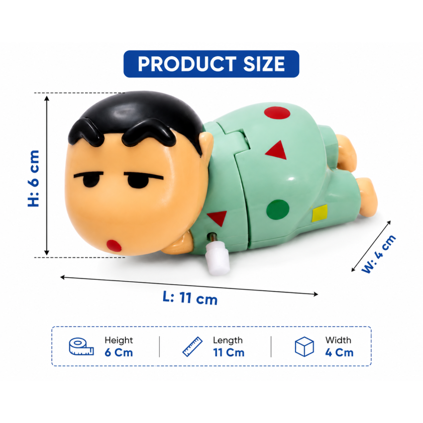 Crayon Shinchan Wind-Up Walking Toy for Kids | Mechanical Clockwork Cartoon Toy | No Battery Required | Cute Mini Collectible Figure | Fun Gift for Boys & Girls