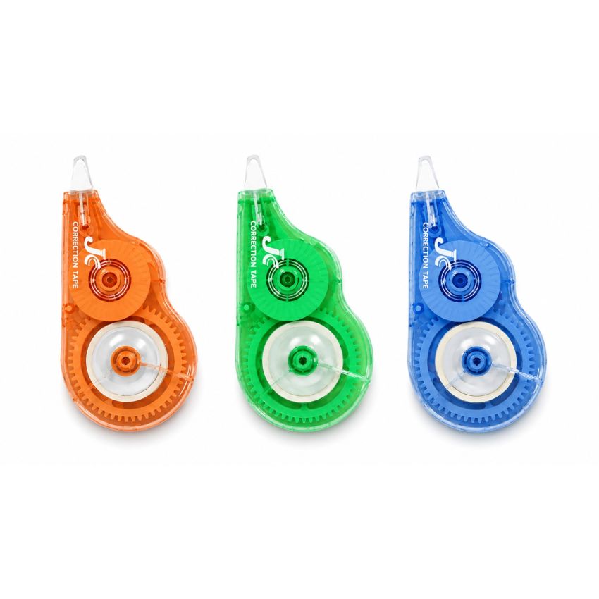 Correction Tape Dispenser Pack of 3 | 12m x 5mm Smooth Rolling Correction Tape | Instant Dry White Correction Roller | Office, School & Home Stationery