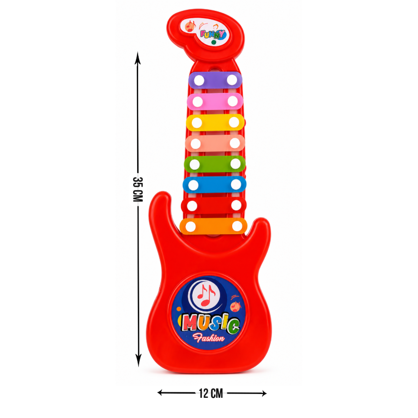 Toy Guitar Xylophone for Kids – Bright Red Musical Instrument Toy with Colorful Keys, Educational Music Toy for Boys & Girls (3+ Years)