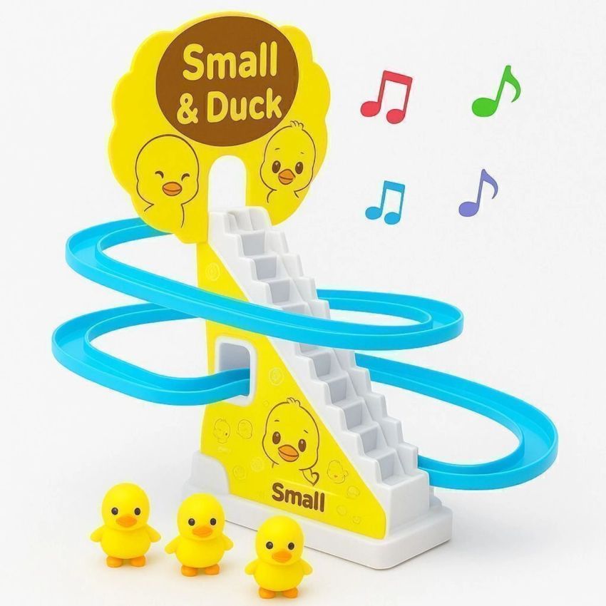 Duck Slide Toy Set for Kids | Small Ducks Stair Climbing Track Toy with Music & Lights | Escalator Duck Track Playset | Battery Operated Educational Toy for Boys & Girls (Multicolor)