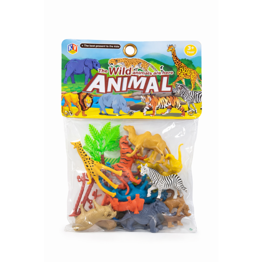 Wild Animal Toy Set for Kids (12+ Pieces) | Jungle Animal Figurines with Trees | Educational Learning Toys for Toddlers | Zoo Animal Play Set for Boys & Girls (3+ Years)