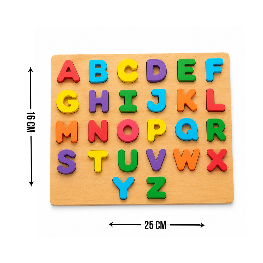 Wooden Alphabet Puzzle Board for Kids – Colorful ABC Learning Educational Toy with Letter Blocks for Boys & Girls (3+ Years)