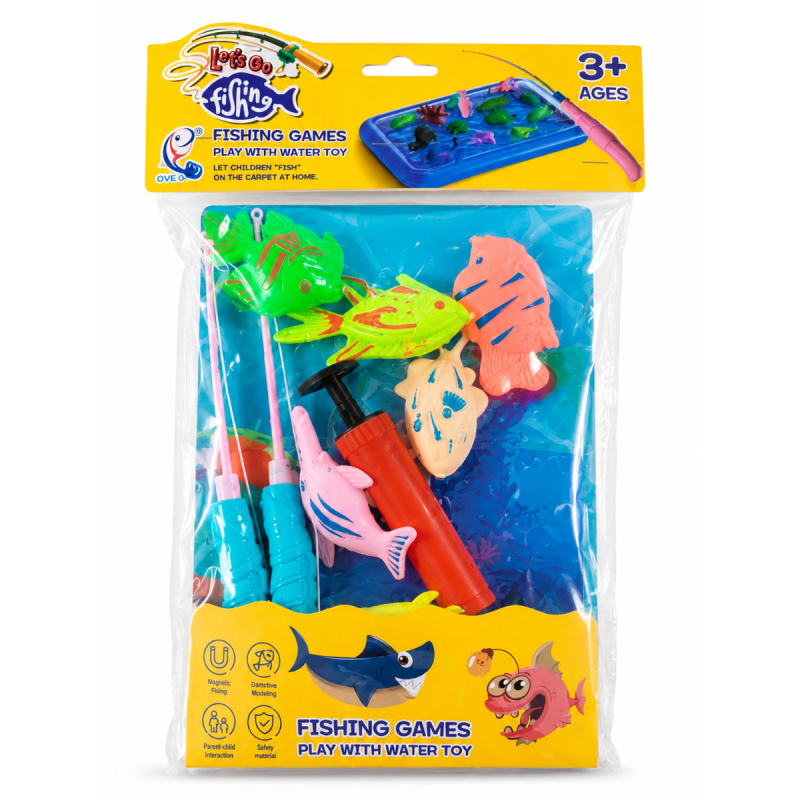 Let's Go Fishing Magnetic Fishing Game Set for Kids | Water Play Fishing Toy with 2 Fishing Rods, Floating Fish & Inflatable Pond | Educational Indoor Outdoor Toy for Boys & Girls 3+ Years