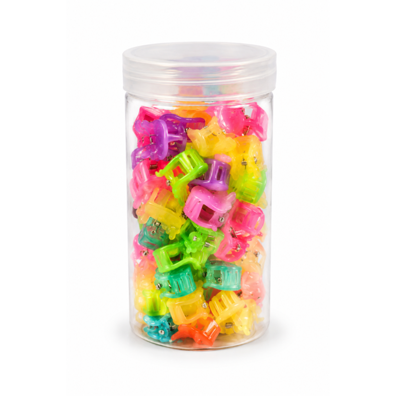 Plastic Mini Fruit Hair Clips Pack of 75 for Girls & Kids | Colorful Strawberry Mini Claw Hair Clips | Cute Small Hair Accessories for Toddlers, School, Daily Wear & Party
