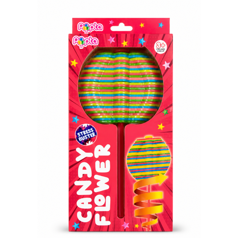 Funky Popta Candy Flower Toy for Kids | Colorful Twister Lollipop Design | Stress Relief Fidget Toy | Rotating Fun Candy Toy | Gift for Boys & Girls (3+ Years)